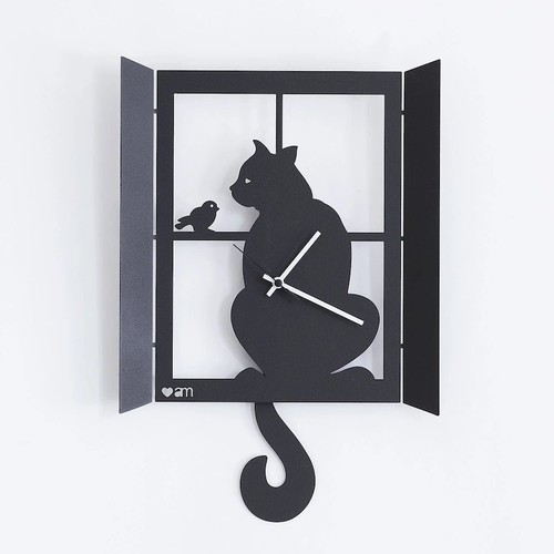 Orologio parete gatto alla - orologio,